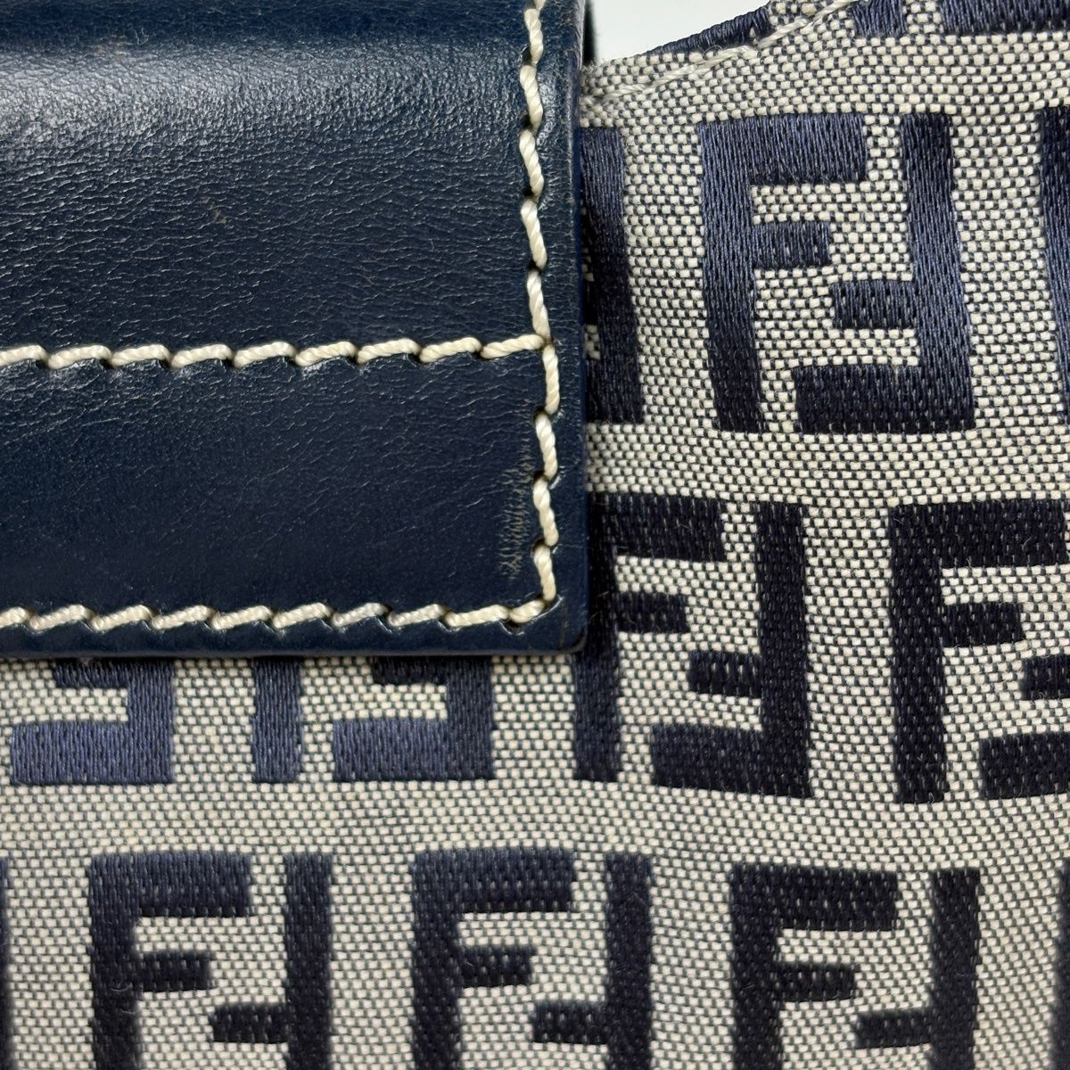 Fendi Shoulder Bag Zucchino Pattern Canvas Navy — view 4