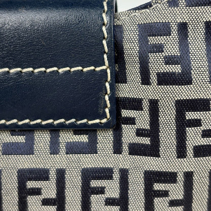 Fendi Shoulder Bag Zucchino Pattern Canvas Navy — view 4
