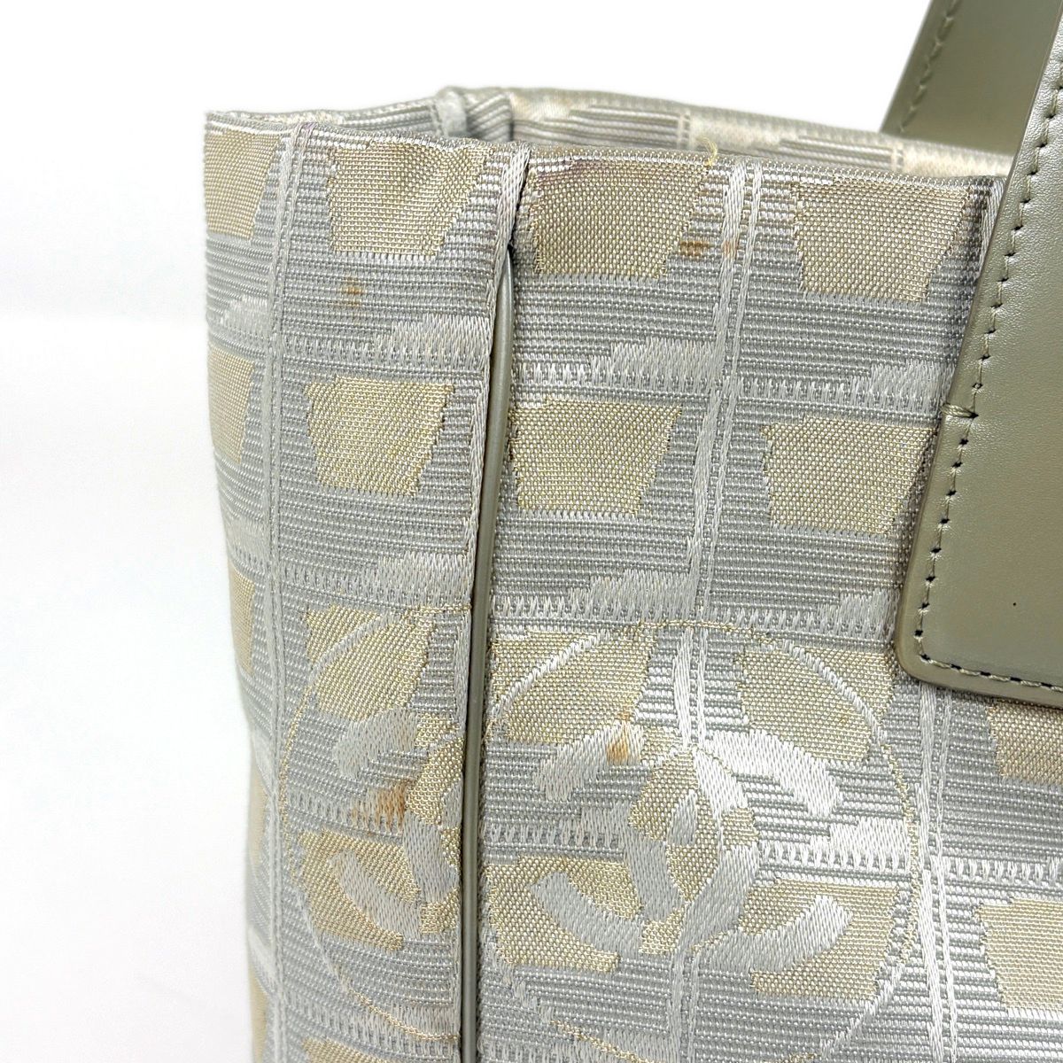 Chanel Handbag New Travel Line PM CC Logo Nylon Jacquard Gold Beige — view 5