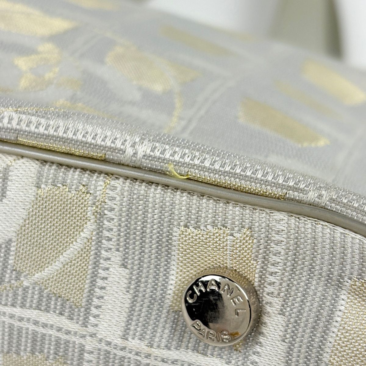 Chanel Handbag New Travel Line PM CC Logo Nylon Jacquard Gold Beige — view 4
