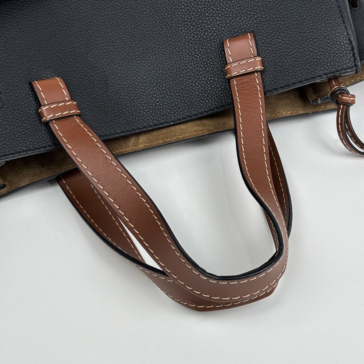Loewe Tote Bag Gate Top Handle 2-Way Leather Black Brown — view 8