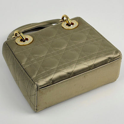 Dior Handbag Lady Cannage Mini Satin Gold — view 2