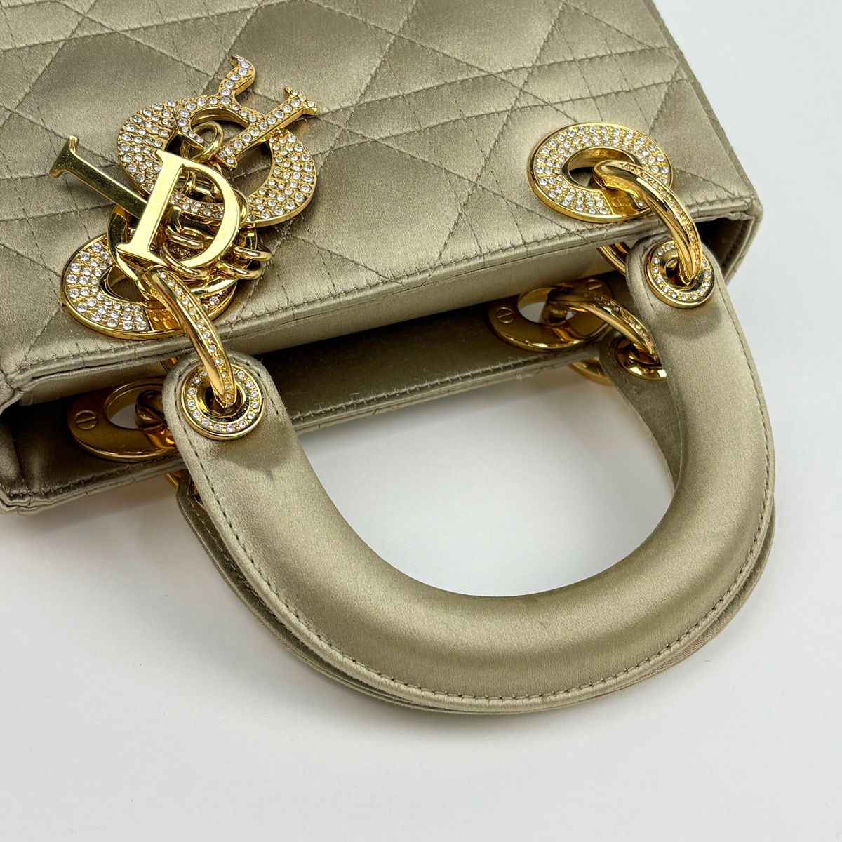 Dior Handbag Lady Cannage Mini Satin Gold — view 7