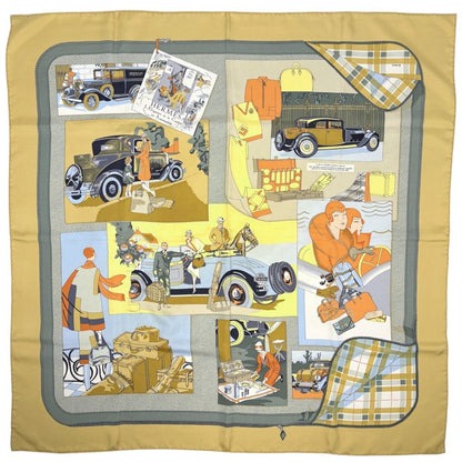 Hermes Carre 90 L Elegance Et le Confort en Automobile Scarf Silk Yellow