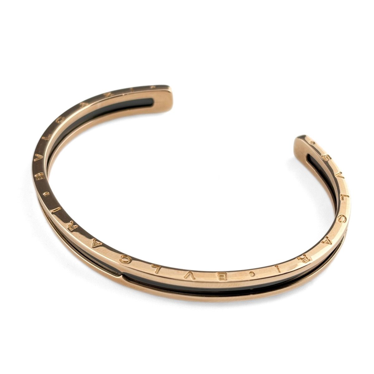 Bvlgari B.zero1 Open SM Pink Gold Stainless Steel Bracelet Bangle 750 SS