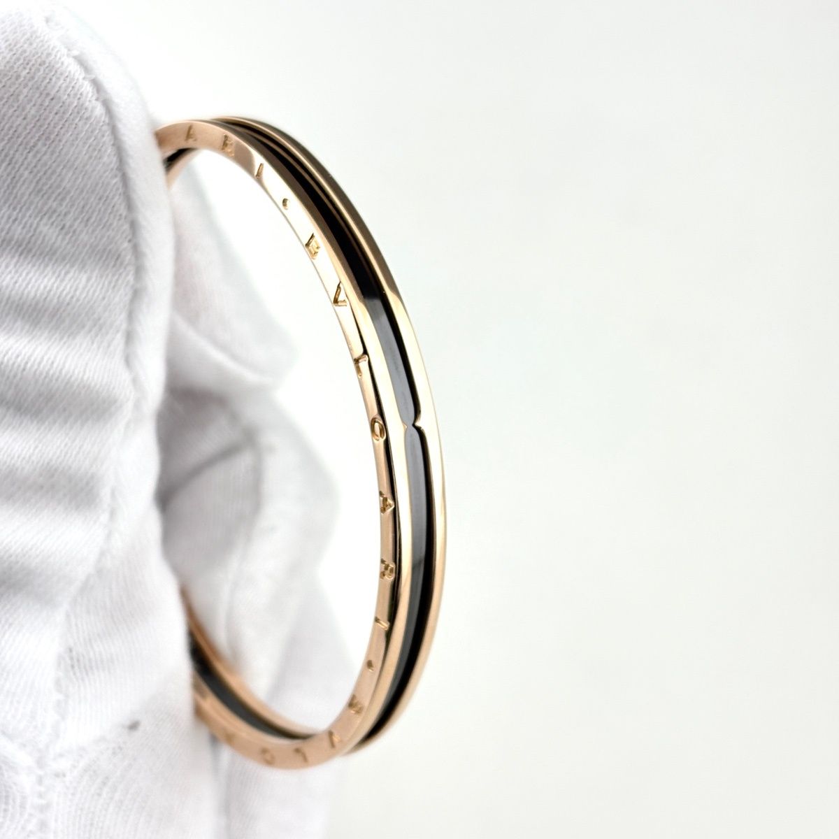 Bvlgari B.zero1 Open SM Pink Gold Stainless Steel Bracelet Bangle 750 SS — view 2