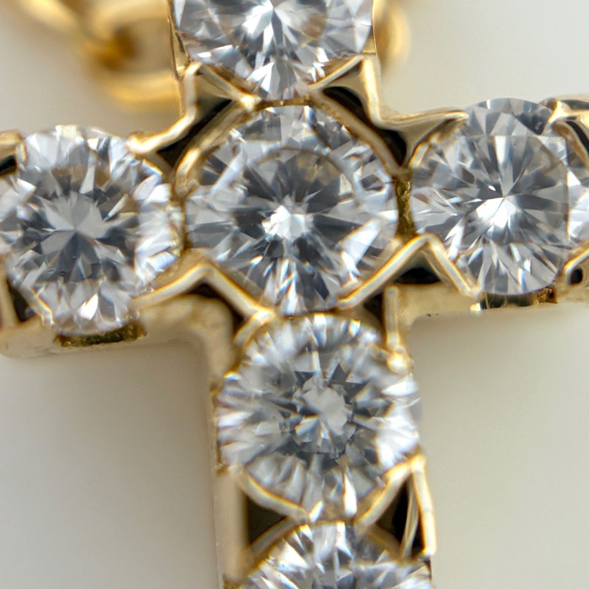 Van Cleef & Arpels Mini Croix Cross Yellow Gold Pendant Melee Diamond Necklace — view 2