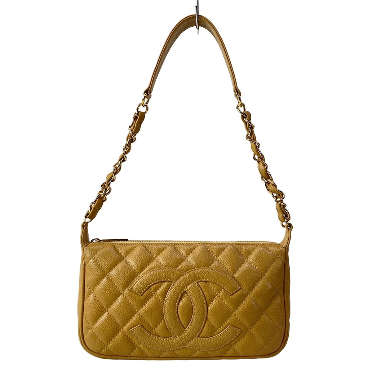 Chanel Shoulder Bag Quilted Light Brown Chain Gold