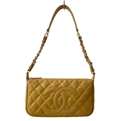 Chanel Shoulder Bag Quilted Light Brown Chain Gold