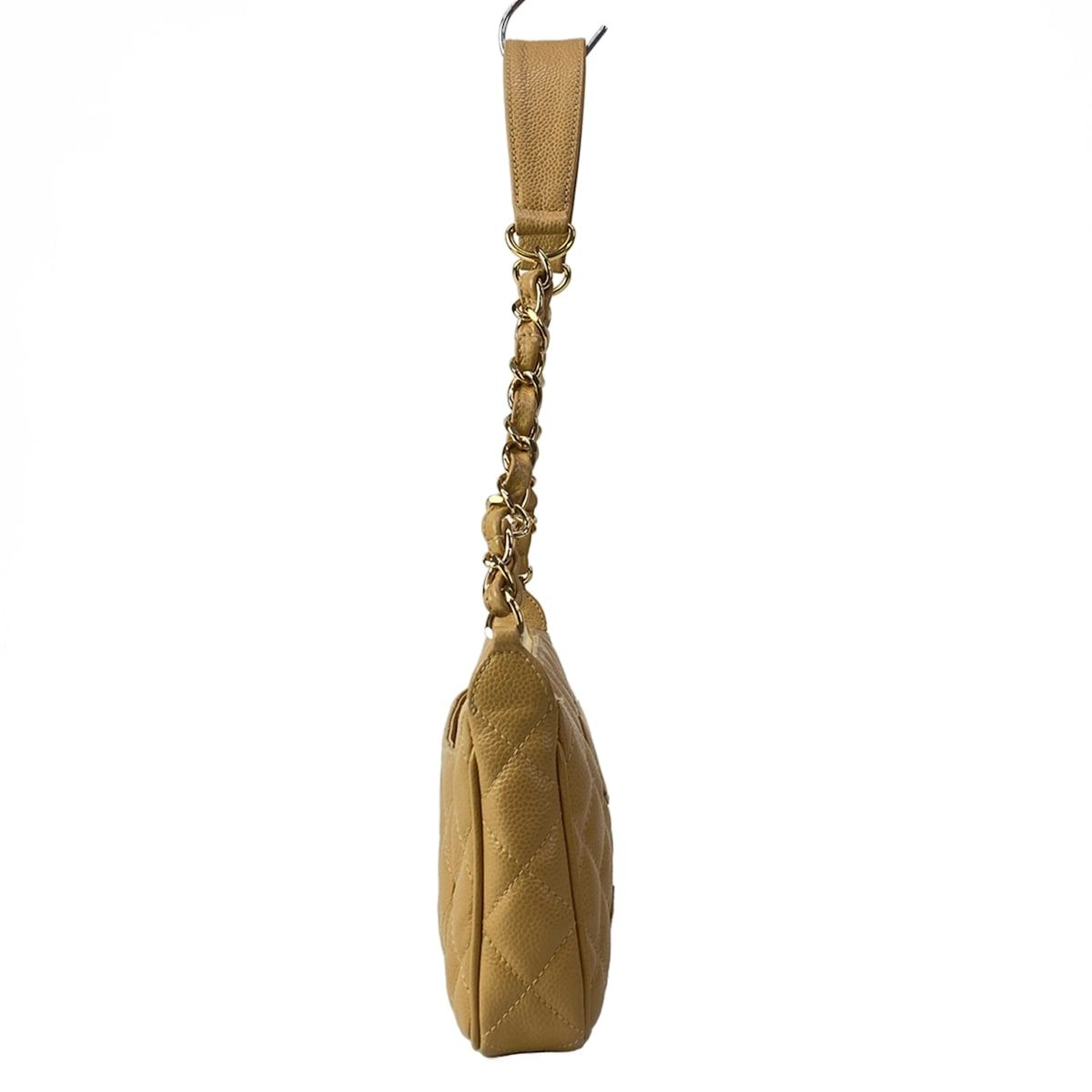 Chanel Shoulder Bag Quilted Light Brown Chain Gold — view 2