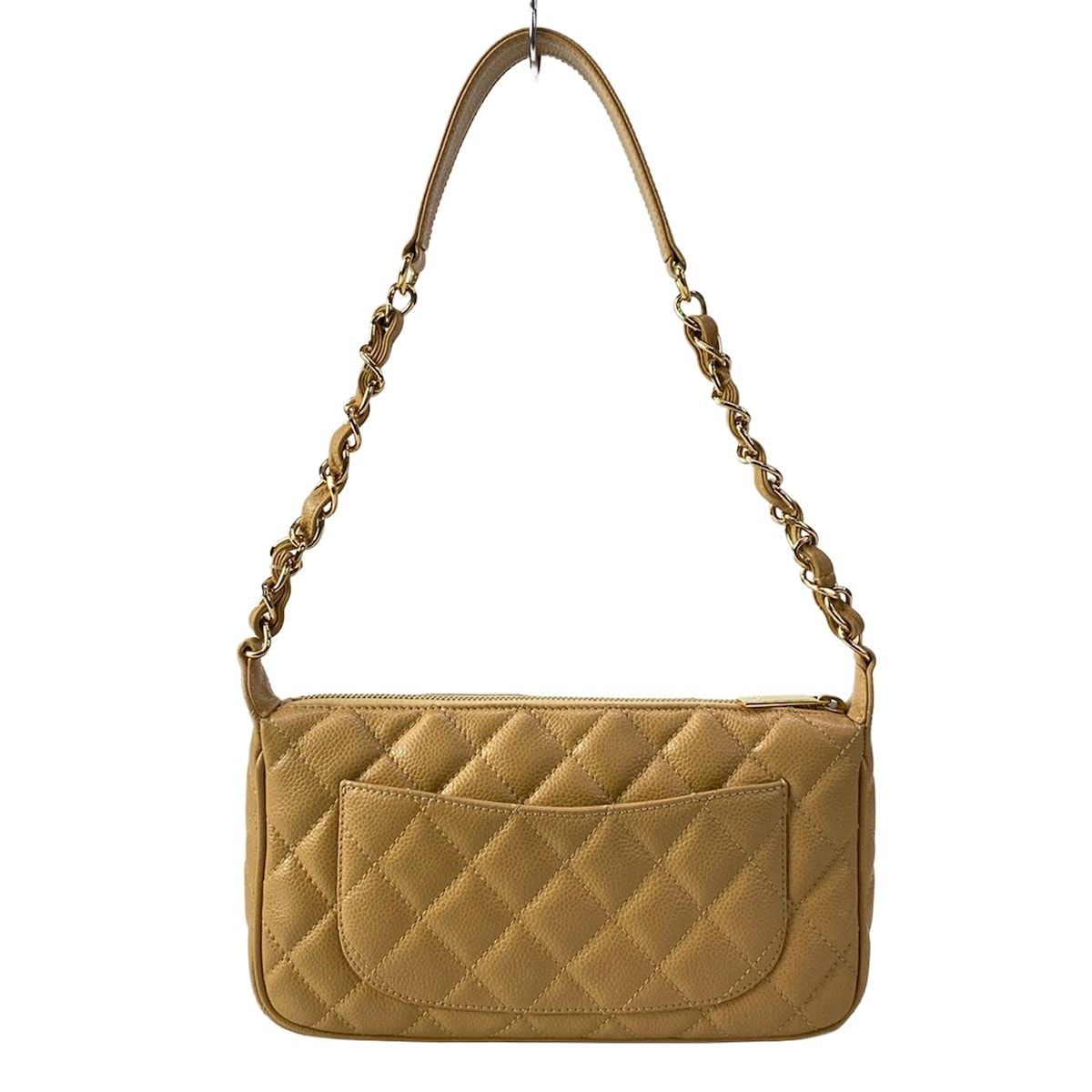 Chanel Shoulder Bag Quilted Light Brown Chain Gold — view 3