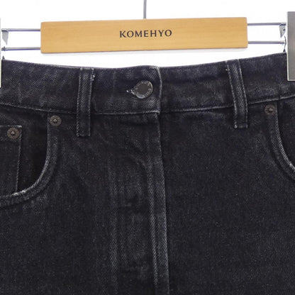 Prada Triangle Logo Denim Long Skirt — view 5