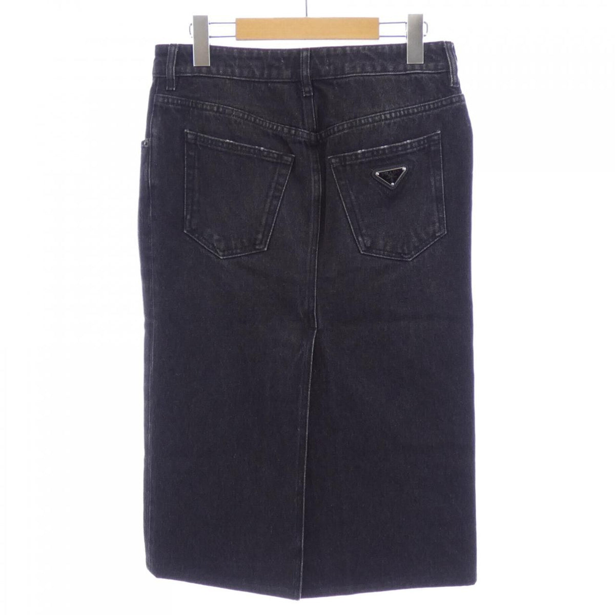 Prada Triangle Logo Denim Long Skirt — view 2