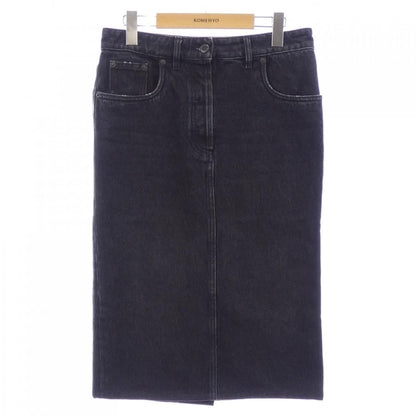 Prada Triangle Logo Denim Long Skirt