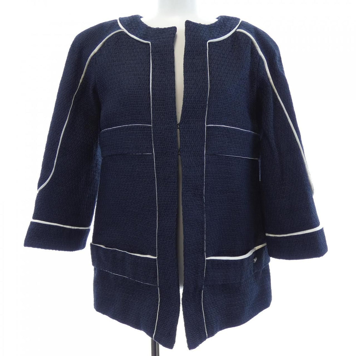 Chanel Collarless Jacket Navy
