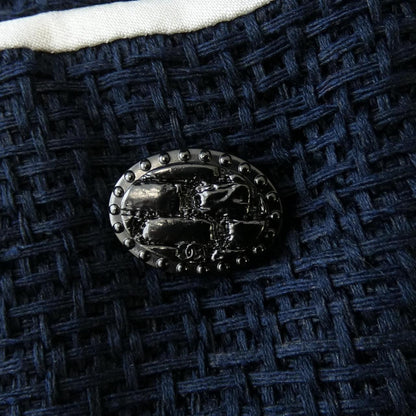 Chanel Collarless Jacket Navy — view 7