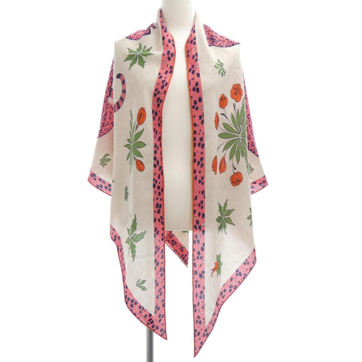 Hermes les Leopards Triangle Jean Shawl Scarf