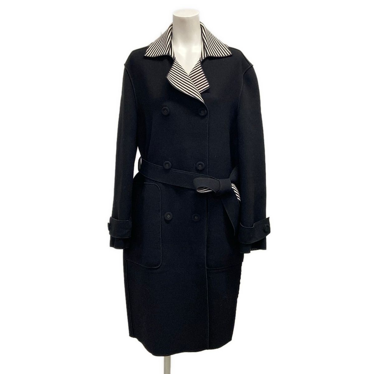 Bottega Veneta Coat S Black Reversible Wool 38