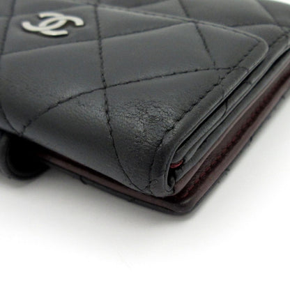 Chanel Snap Wallet Quilted Black Silver CC Logo Lambskin — view 7