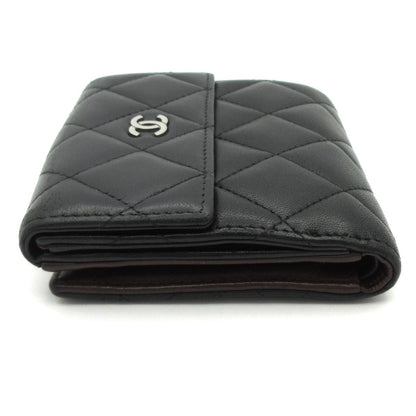 Chanel Snap Wallet Quilted Black Silver CC Logo Lambskin — view 8