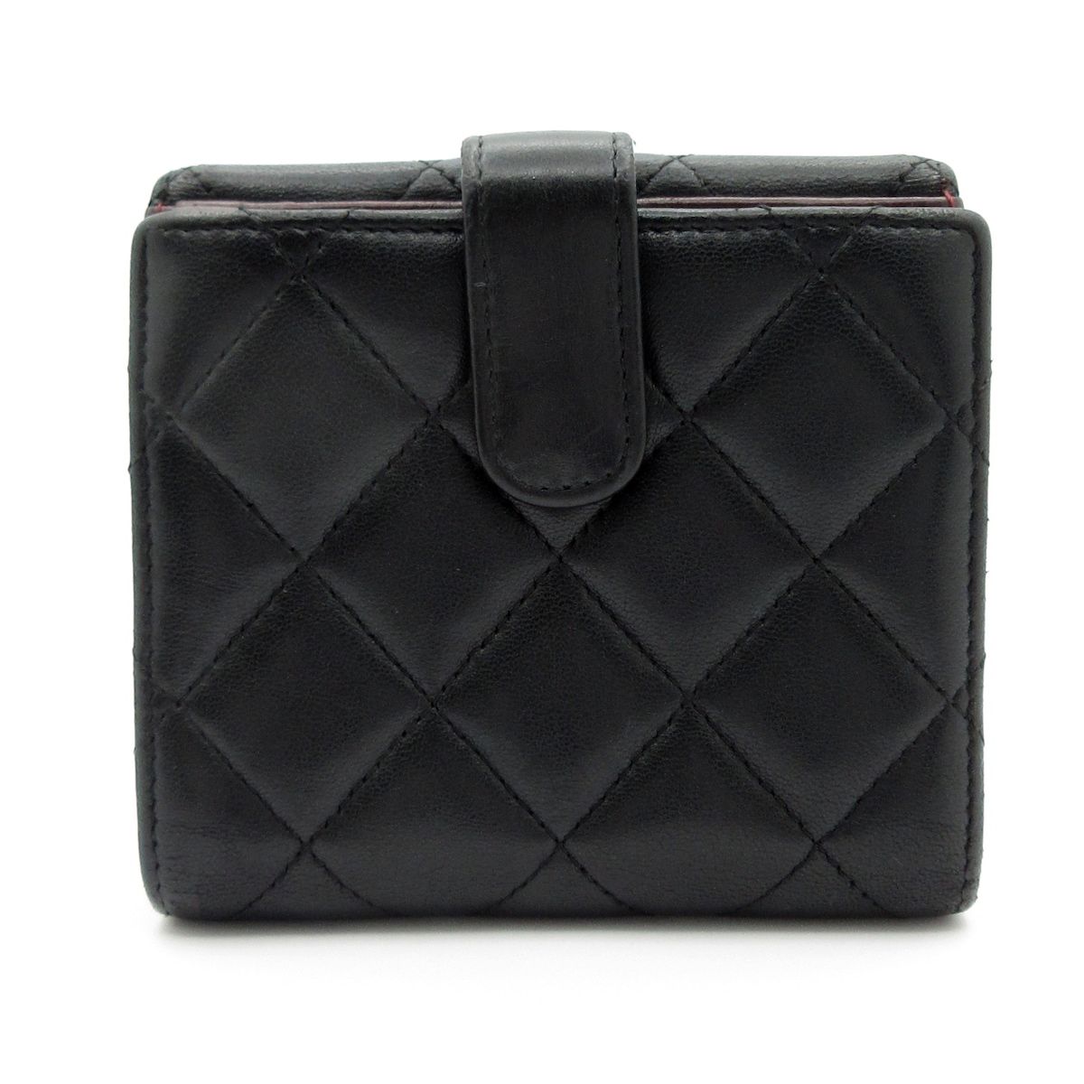 Chanel Snap Wallet Quilted Black Silver CC Logo Lambskin — view 2
