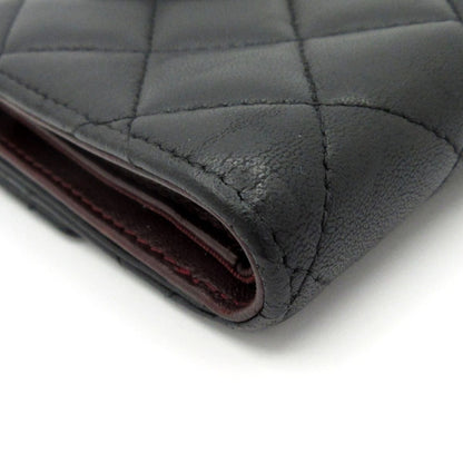 Chanel Snap Wallet Quilted Black Silver CC Logo Lambskin — view 6