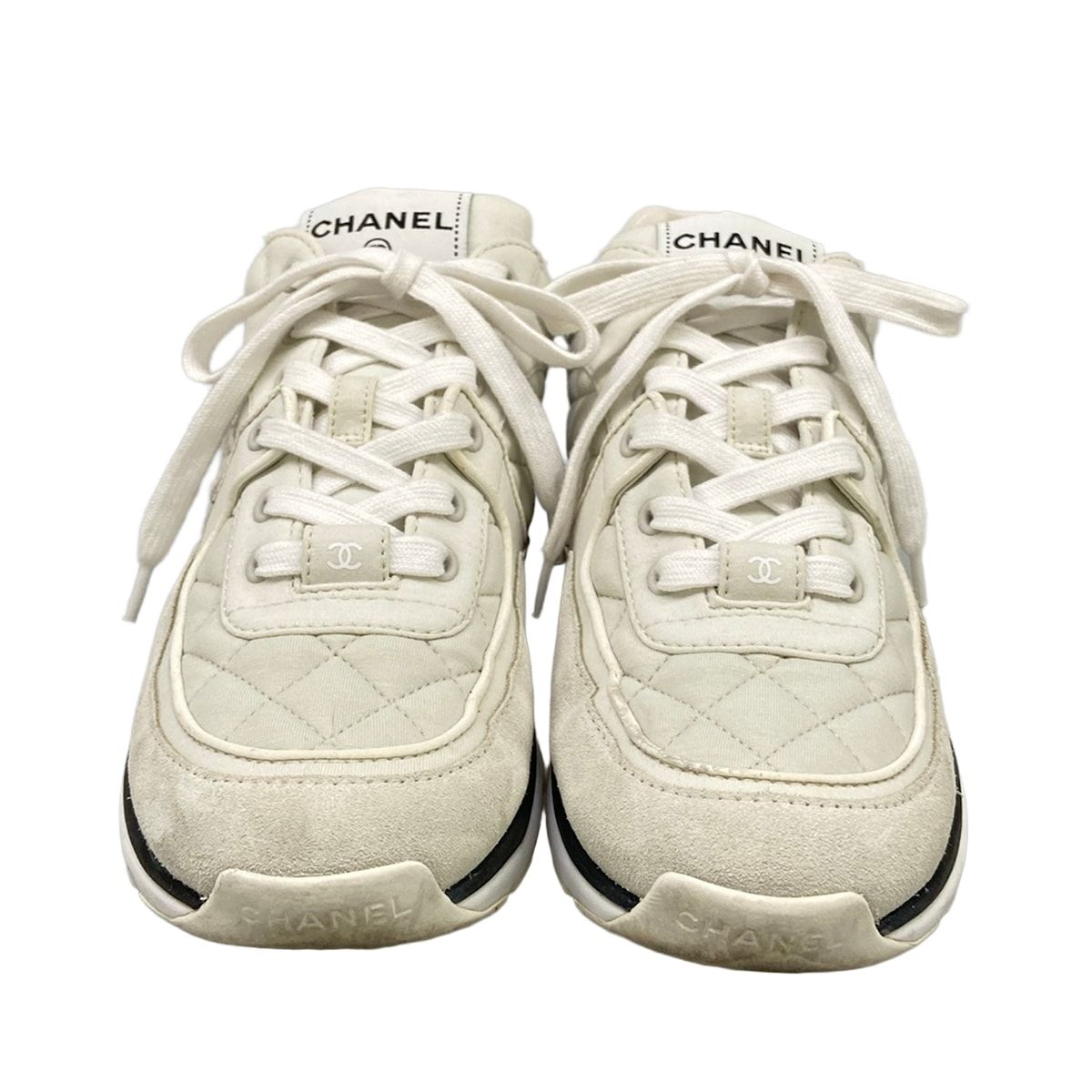Chanel Sneakers White Black CC Logo Cotton — view 5