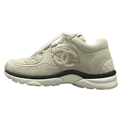 Chanel Sneakers White Black CC Logo Cotton