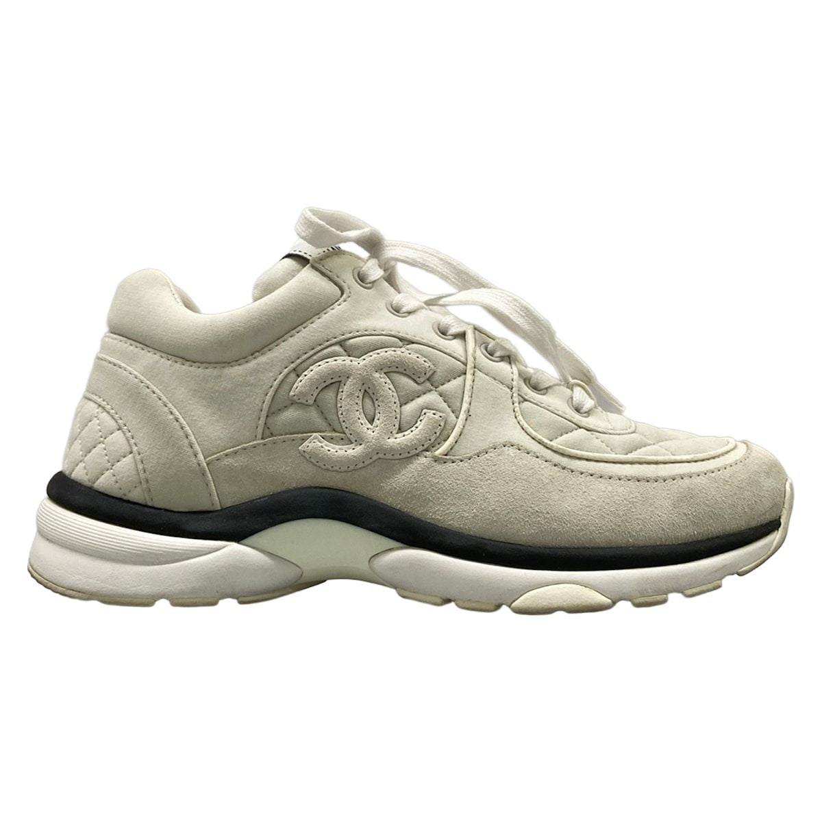 Chanel Sneakers White Black CC Logo Cotton — view 4