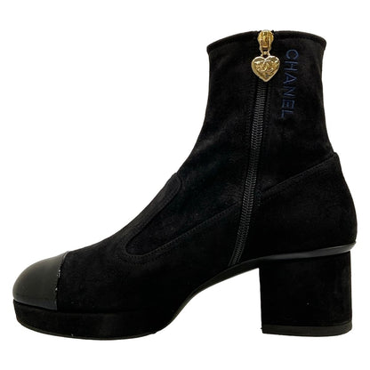 Chanel Short Boots Ankle Black CC Logo — view 3