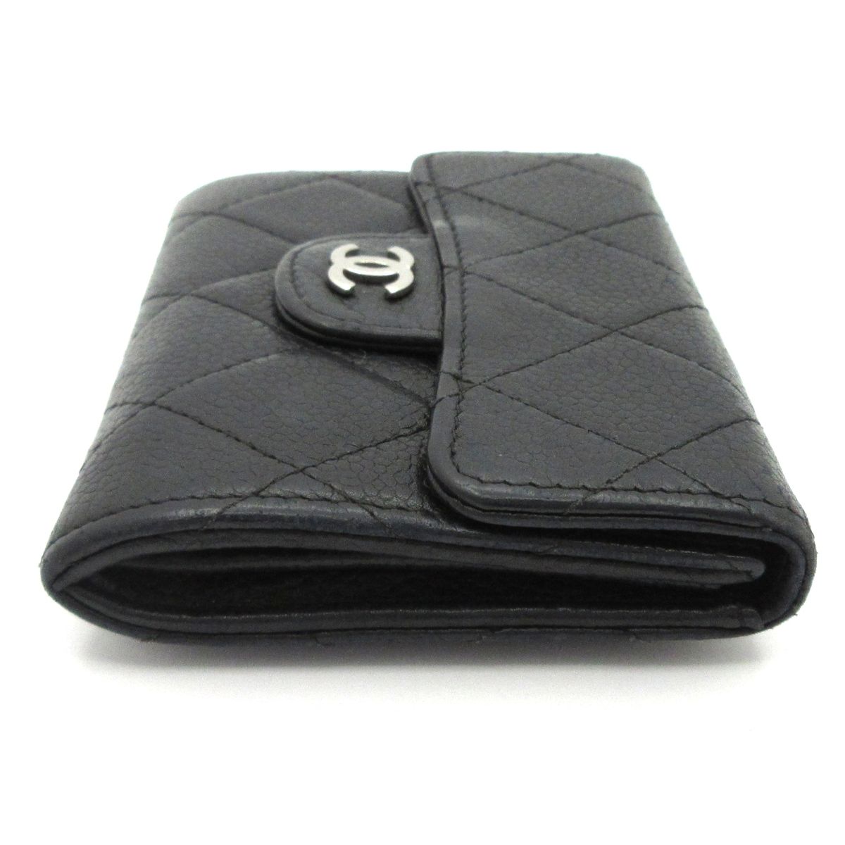 Chanel Coin Purse Quilted Black Silver — view 8
