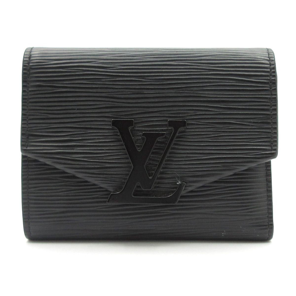Louis Vuitton Trifold Wallet Epi Portefeuille Victorine Noir Leather Cowhide