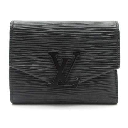 Louis Vuitton Trifold Wallet Epi Portefeuille Victorine Noir Leather Cowhide