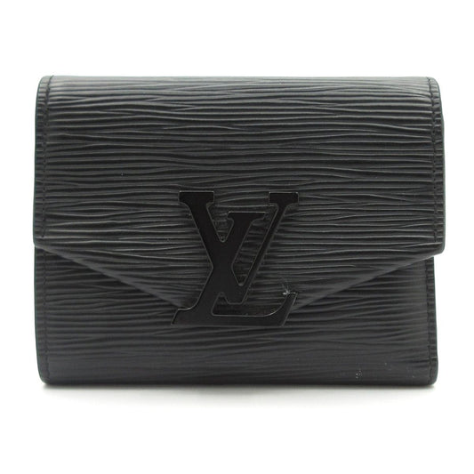 Louis Vuitton Trifold Wallet Epi Portefeuille Victorine Noir Leather Cowhide