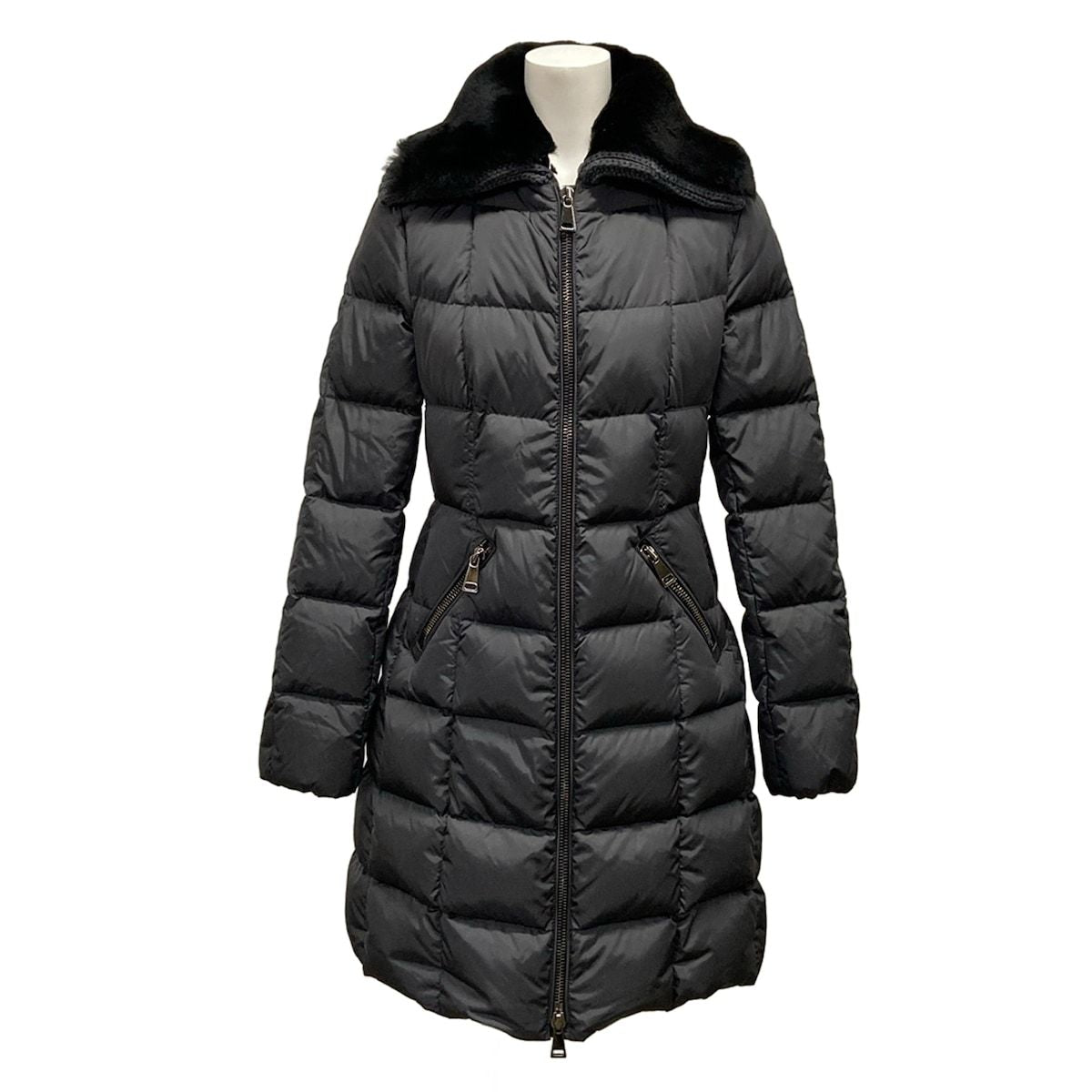 Moncler Down Coat XS Davidia Light Gray Winter Knit Color Fur 00
