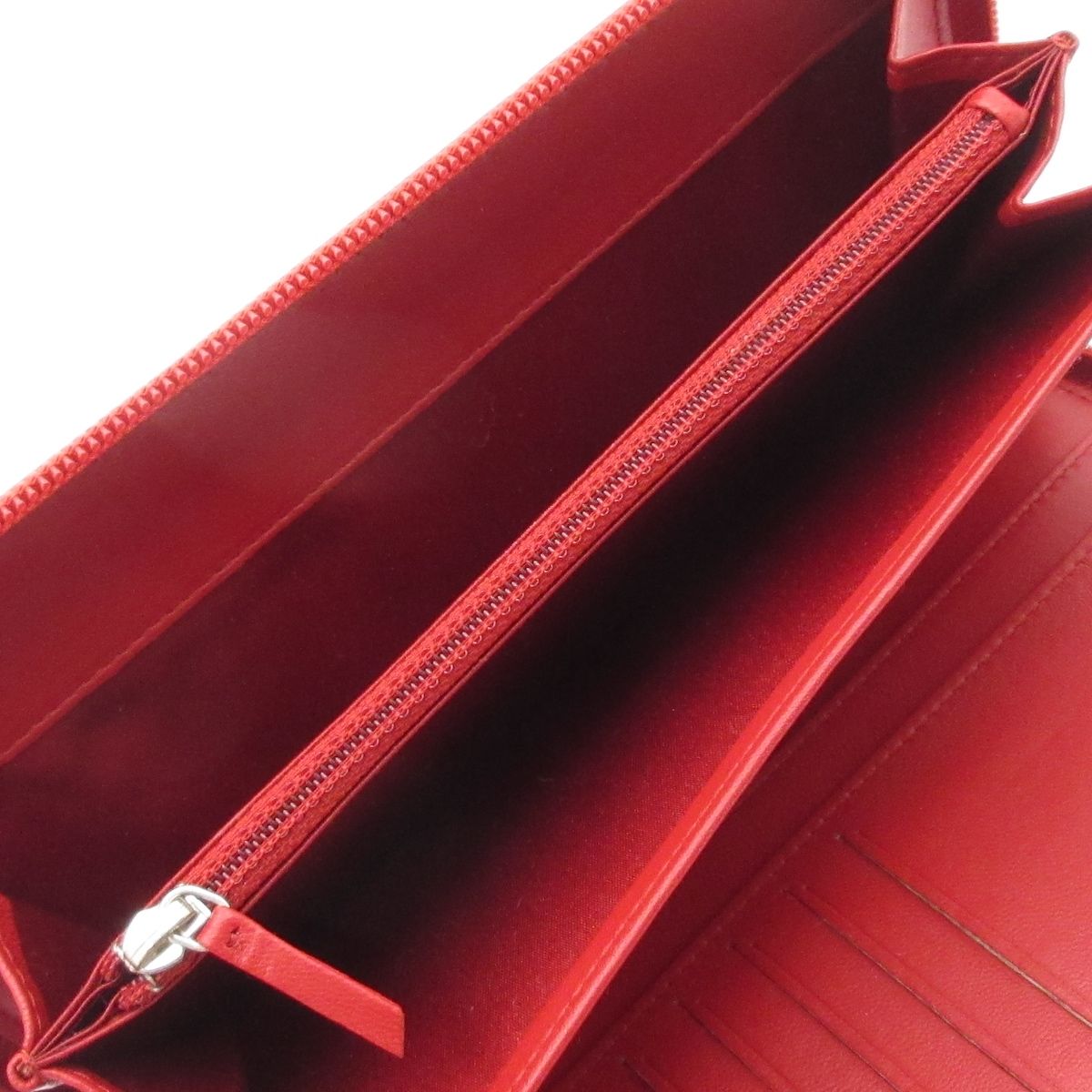 Chanel Wallet Camellia Red Silver Zip Around Lambskin — view 4