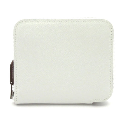 Hermes Coin Purse Azap Compact Silk'in New White Zip Around Silver