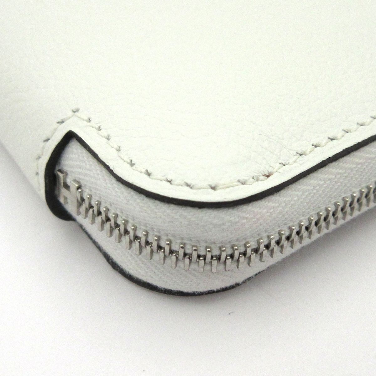 Hermes Coin Purse Azap Compact Silk'in New White Zip Around Silver — view 7