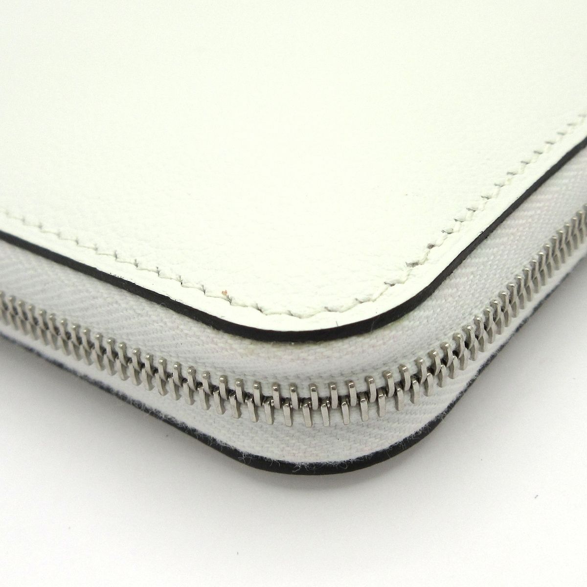 Hermes Coin Purse Azap Compact Silk'in New White Zip Around Silver — view 6