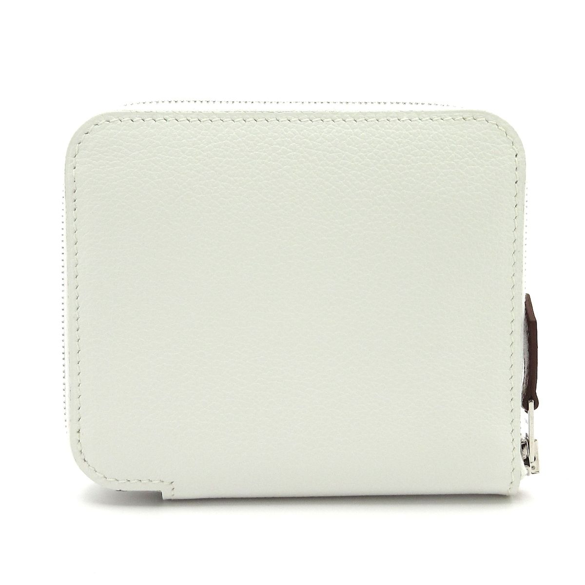 Hermes Coin Purse Azap Compact Silk'in New White Zip Around Silver — view 2