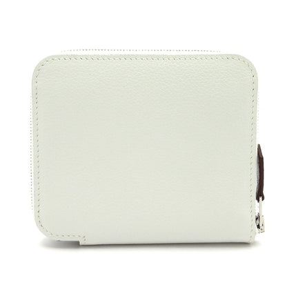 Hermes Coin Purse Azap Compact Silk'in New White Zip Around Silver — view 2