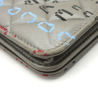 Chanel Wallet Computer Circuit Board Gray Chain Silver Lambskin Shoulder Bag — view 7