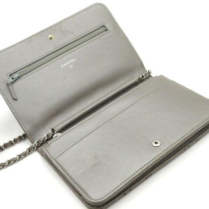 Chanel Wallet Computer Circuit Board Gray Chain Silver Lambskin Shoulder Bag — view 3