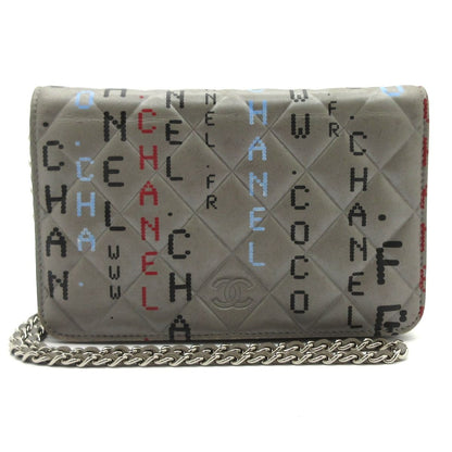Chanel Wallet Computer Circuit Board Gray Chain Silver Lambskin Shoulder Bag
