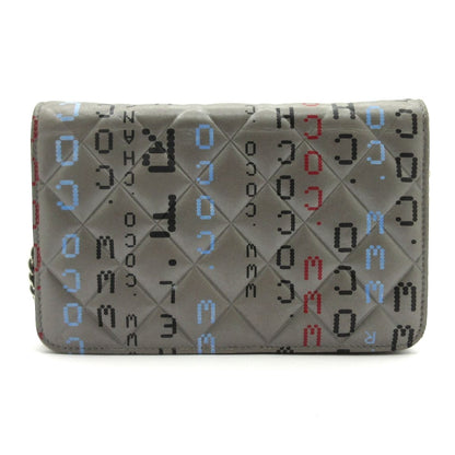Chanel Wallet Computer Circuit Board Gray Chain Silver Lambskin Shoulder Bag — view 2