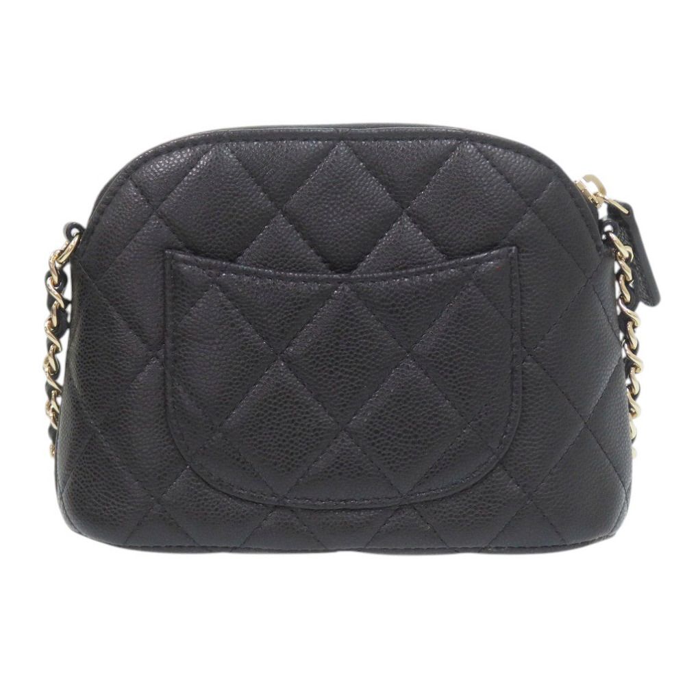 Chanel Quilted Mini CC Logo Caviar Leather Black Random Seal Gold Chain — view 3