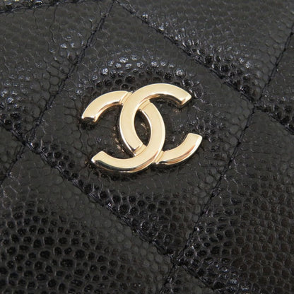 Chanel Quilted Mini CC Logo Caviar Leather Black Random Seal Gold Chain — view 7
