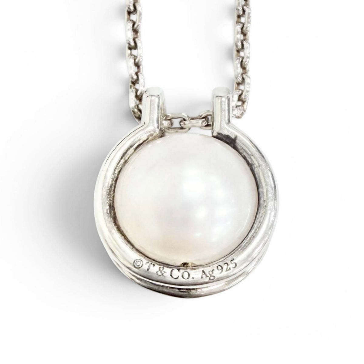 Tiffany & Co HardWear Fresh Water Pearl Link Pendant Silver — view 5