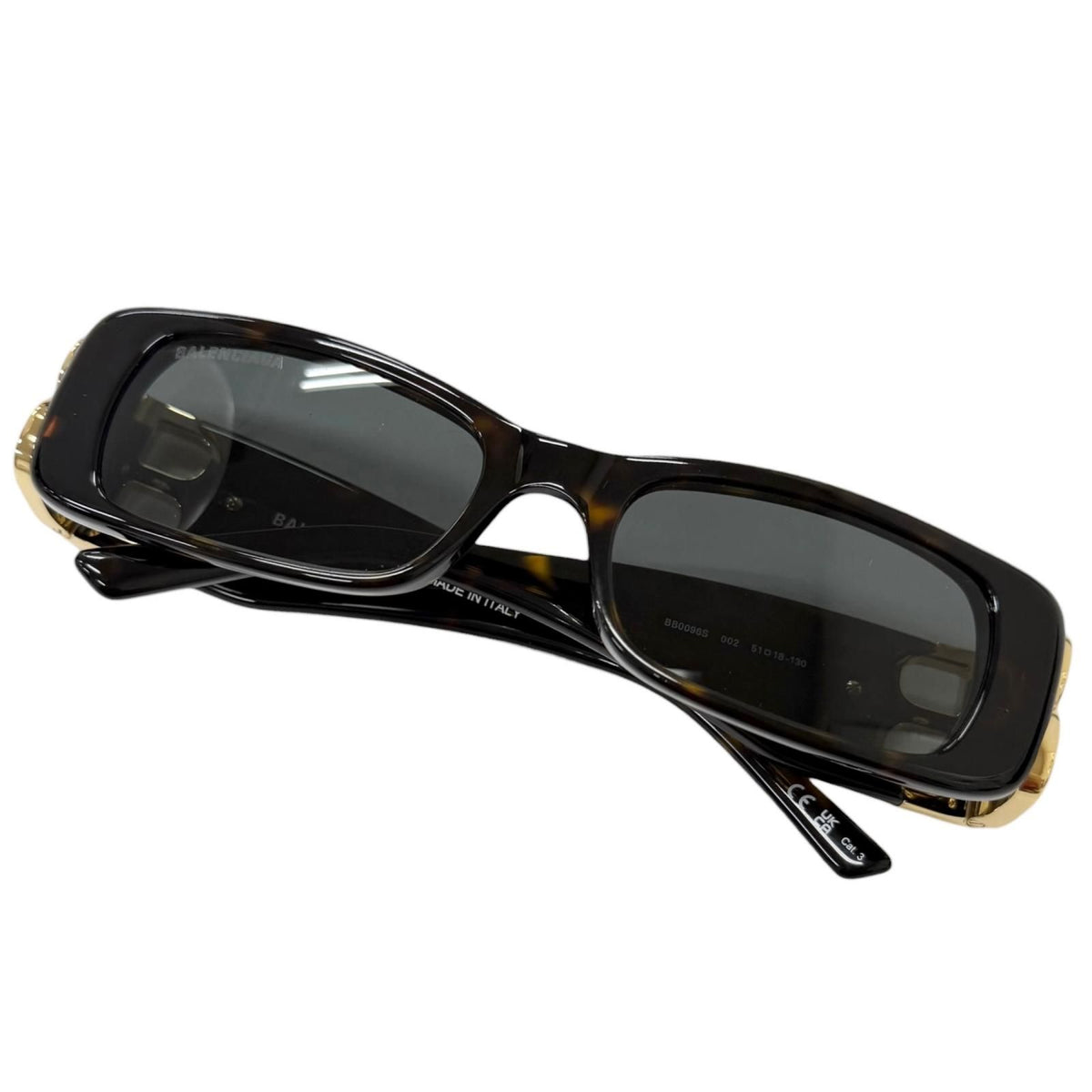 Balenciaga BB Logo Eyewear Sunglasses Brown Marble Gold 51