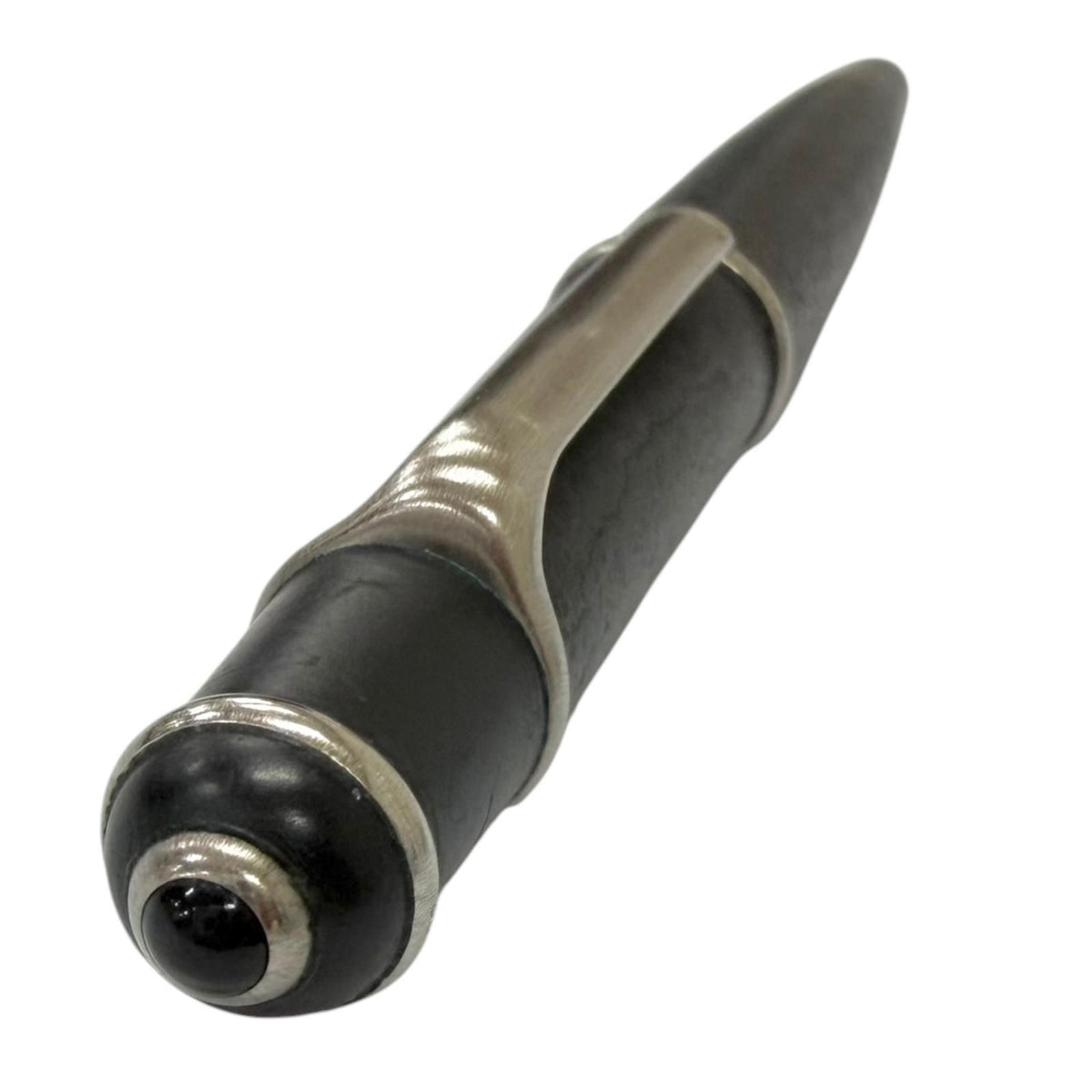Cartier Diabolo de Black Cabochon Twist Ballpoint Pen Matte Writing — view 2
